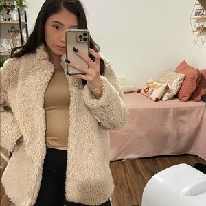 Thick beige sherpa coat